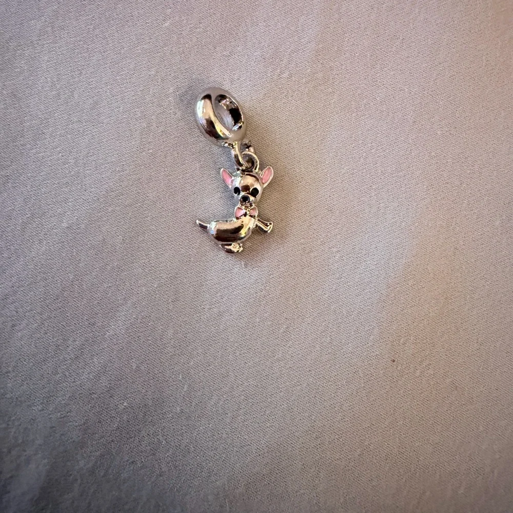 Silver and Pink Chihuahua Dangle Dog Charm - Picture 3 of 4